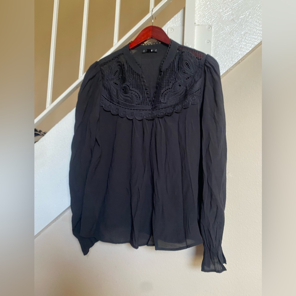Elegant Black Women's Top embroidered. Lace